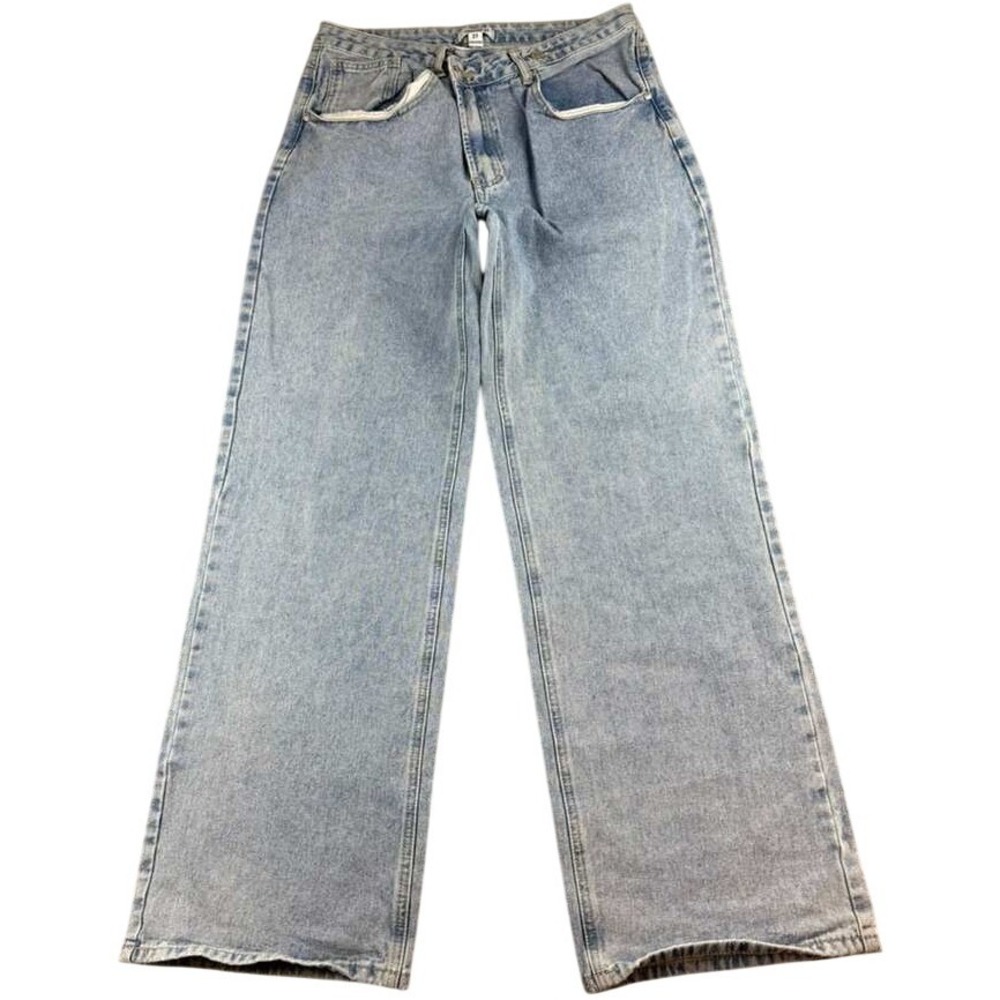 Forever 21 Jeans‎ Women 27 Blue Wide Leg 100% Cotton Zip Fly Denim Pockets